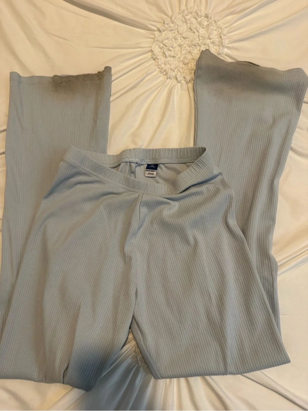 Old Navy Light Blue Ribbed Flared Leggings
